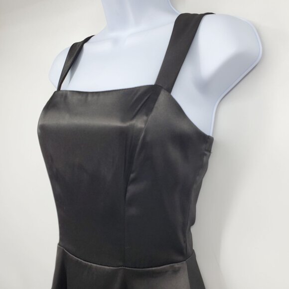 Vintage Ruby Rox Black Satin Y2K Witchy Whimsigoth Square Neck Mini Dress 3 - Picture 4 of 7